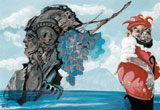 “L’uva tra storia e favola”, acrilico, cm. 70 x 100, 1985