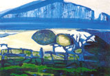 “La roccia e le acque”, acrilico, cm. 40 x 50, 1987